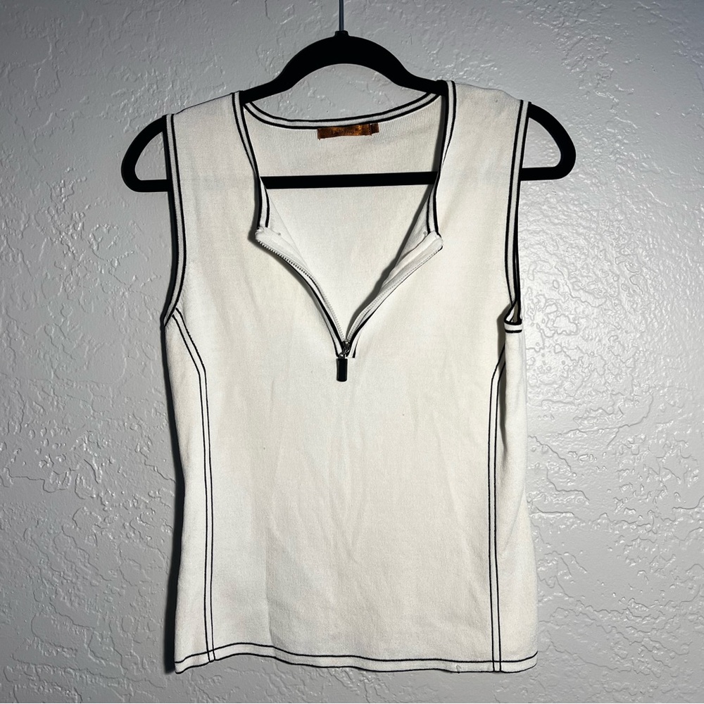 Belldini Quarter Zip Sleeveless Top Size Large